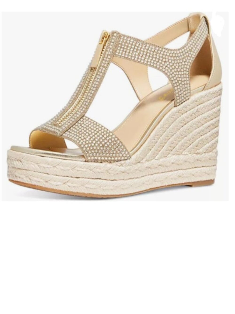 FOWT Gold Studded Espadrille Platform Wedge Sandals Open Toe, High Heels, Shoes